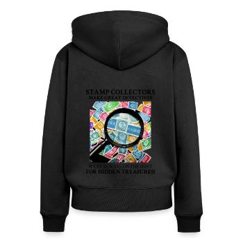 Stamp Collecting Collector Philatelist Philately - Women's Premium Organic Zip Hoodie - black - Back - Julia (174cm)