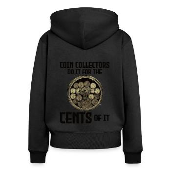 Münzsammler Sammler Numismatischer Numismatiker - Frauen Premium Bio Zip Hoodie - Schwarz - Hinten - Julia (174cm)