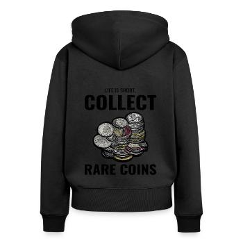 Münzsammler Sammler Numismatischer Numismatiker - Frauen Premium Bio Zip Hoodie - Schwarz - Hinten - Julia (174cm)