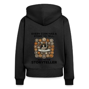 Münzsammler Sammler Numismatischer Numismatiker - Frauen Premium Bio Zip Hoodie - Schwarz - Hinten - Julia (174cm)