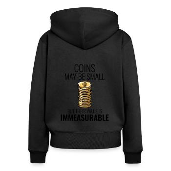 Münzsammler Sammler Numismatischer Numismatiker - Frauen Premium Bio Zip Hoodie - Schwarz - Hinten - Julia (174cm)