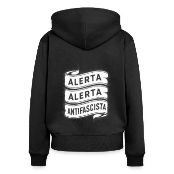 FCKNZS contre le fascisme - Sweat à capuche zippé Premium bio Femme - noir - Dos - Julia (174cm)