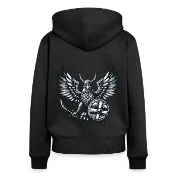 Nordische Mythologie Wikinger Krieger Adler - Frauen Premium Bio Zip Hoodie - Schwarz - Hinten - Julia (174cm)