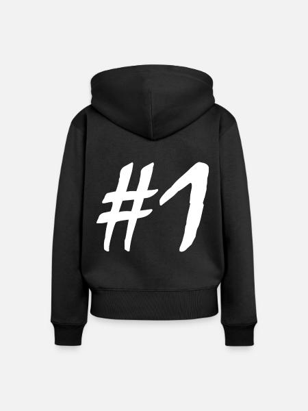 #1 - Frauen Premium Bio Zip Hoodie - Schwarz
