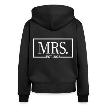 Mme Est. 2023 Fiançailles Mariage Douche nuptiale - Sweat à capuche zippé Premium bio Femme - noir - Dos - Julia (174cm)