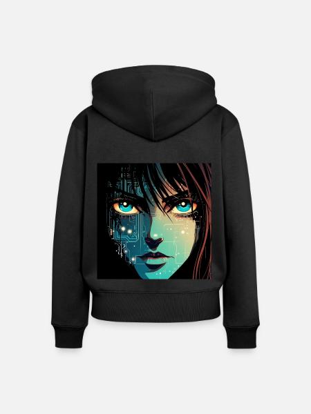 Anime Digital - Frauen Premium Bio Zip Hoodie - Schwarz