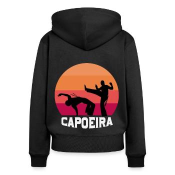 Capoeira brésilienne - Sweat à capuche zippé Premium bio Femme - noir - Dos - Julia (174cm)