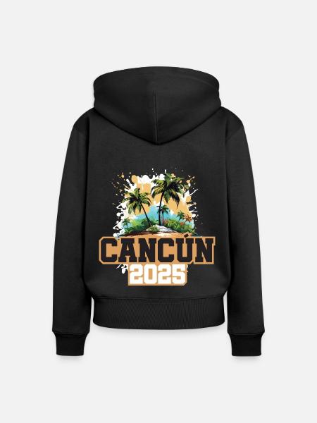 Cancun 2025 Palmen - Frauen Premium Bio Zip Hoodie - Schwarz