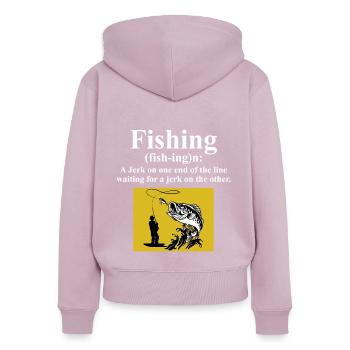 Pêcheur Amateur de poissons Pêcheurs Humour drôle - Sweat à capuche zippé Premium bio Femme - rose poudré - Dos - Julia (174cm)