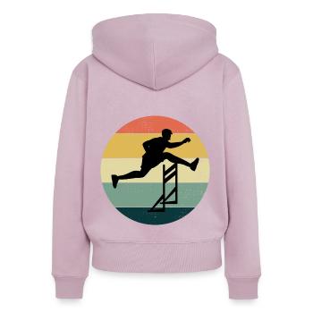 Hürden Hürdenlauf Hürdenläufer Läufer Athleten - Frauen Premium Bio Zip Hoodie - Altrosa - Hinten - Julia (174cm)