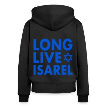 Long live israel - Frauen Premium Bio Zip Hoodie - Schwarz - Hinten - Julia (174cm)