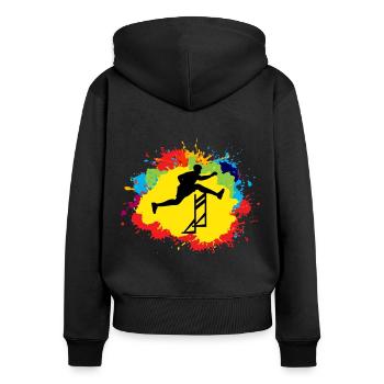 Hürden Hürdenlauf Hürdenläufer Läufer Athleten - Frauen Premium Bio Zip Hoodie - Schwarz - Hinten - Julia (174cm)