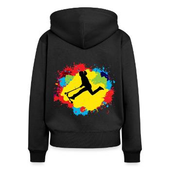 Stunt Scooter Freestyle Scootering Reiten bunt - Frauen Premium Bio Zip Hoodie - Schwarz - Hinten - Julia (174cm)