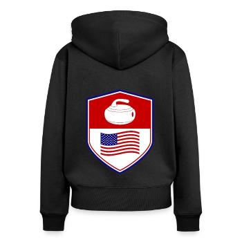 American Flag Curling Team Winter Ice Sport USA - Frauen Premium Bio Zip Hoodie - Schwarz - Hinten - Julia (174cm)