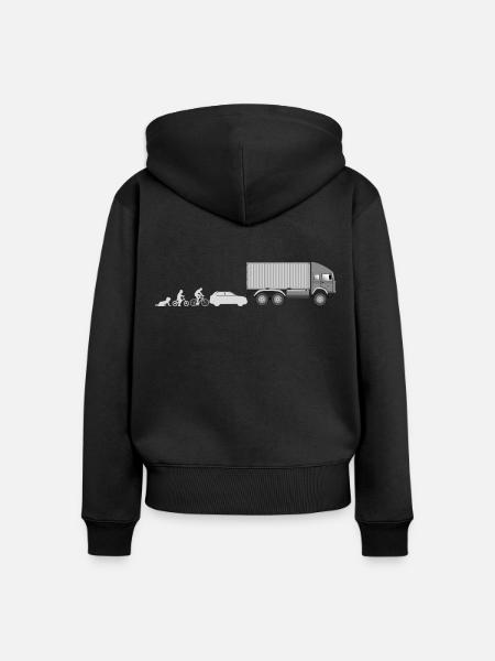 Evolution Container LKW Fahrer - Frauen Premium Bio Zip Hoodie - Schwarz