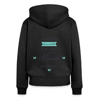 T shirt pour Grand Mère Une Mamie Exceptionnelle - Sweat à capuche zippé Premium bio Femme - noir - Dos - Julia (174cm)