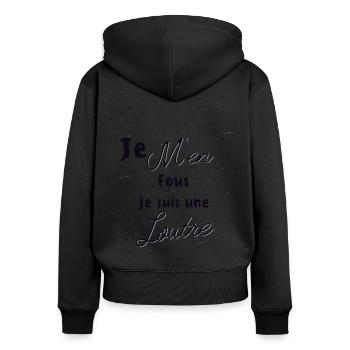 Es ist mir egal, ich bin ein Ottergeschenk - Frauen Premium Bio Zip Hoodie - Schwarz - Hinten - Julia (174cm)