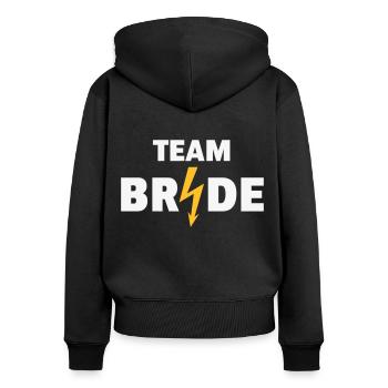 Équipe Bride Flash (Enterrement de vie de garçon de mariée Enterrement de vie de garçon / 2C NEG) - Sweat à capuche zippé Premium bio Femme - noir - Dos - Julia (174cm)