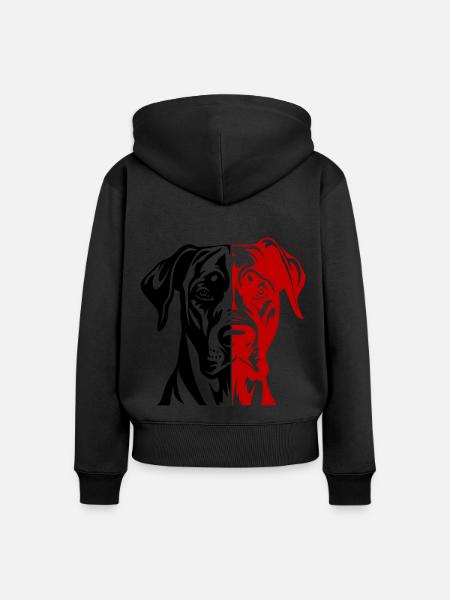Great Dane Hund Kopf - Frauen Premium Bio Zip Hoodie - Schwarz