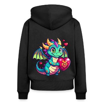Farbenfroher Drache - Frauen Premium Bio Zip Hoodie - Schwarz - Hinten - Julia (174cm)