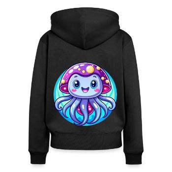 Méduse mignonne - Sweat à capuche zippé Premium bio Femme - noir - Dos - Julia (174cm)