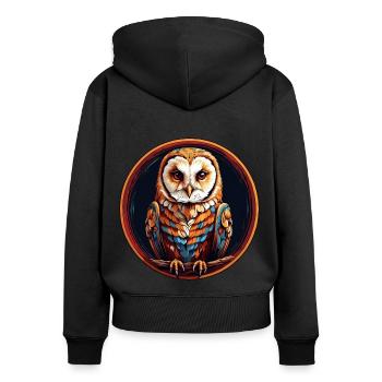 Colorful portrait of a barn owl - Women's Premium Organic Zip Hoodie - black - Back - Julia (174cm)