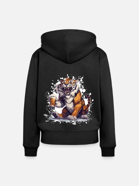 Tiger Bier Lustig - Frauen Premium Bio Zip Hoodie - Schwarz