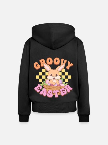 Groovy Easter - Frauen Premium Bio Zip Hoodie - Schwarz