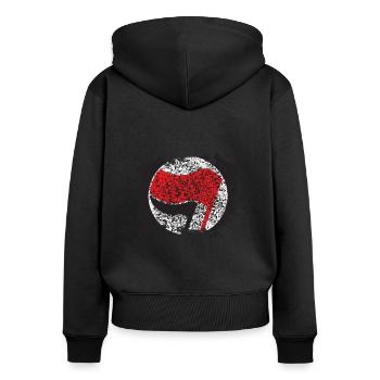 antifa flagge fcknzs - Frauen Premium Bio Zip Hoodie - Schwarz - Hinten - Julia (174cm)