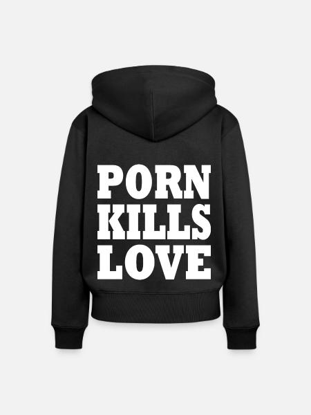 Porn kills love - Frauen Premium Bio Zip Hoodie - Schwarz