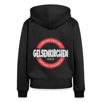 Gelsenkirchen Allemagne Ville Skyline Accueil - Sweat à capuche zippé Premium bio Femme - noir - Dos - Julia (174cm)