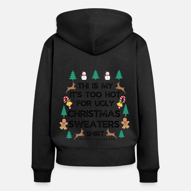 Pull de Noël - Sweat à capuche zippé Premium bio Femme - noir