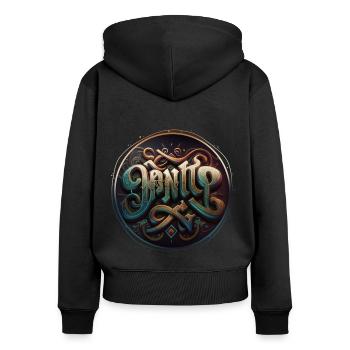 Graffiti Inspirierend V2 - Frauen Premium Bio Zip Hoodie - Schwarz - Hinten - Julia (174cm)