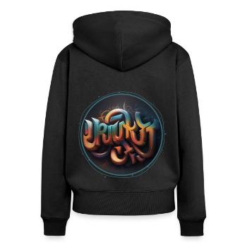 Graffiti Inspirierend V6 - Frauen Premium Bio Zip Hoodie - Schwarz - Hinten - Julia (174cm)