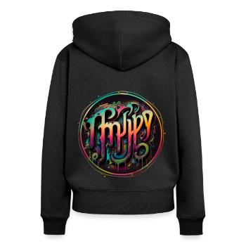 "Trippy" Graffiti Theme 2 - Women's Premium Organic Zip Hoodie - black - Back - Julia (174cm)