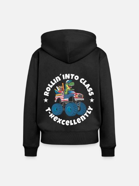 Trex Einschulung - Frauen Premium Bio Zip Hoodie - Schwarz