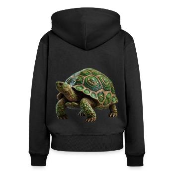 Turtle - Women's Premium Organic Zip Hoodie - black - Back - Julia (174cm)