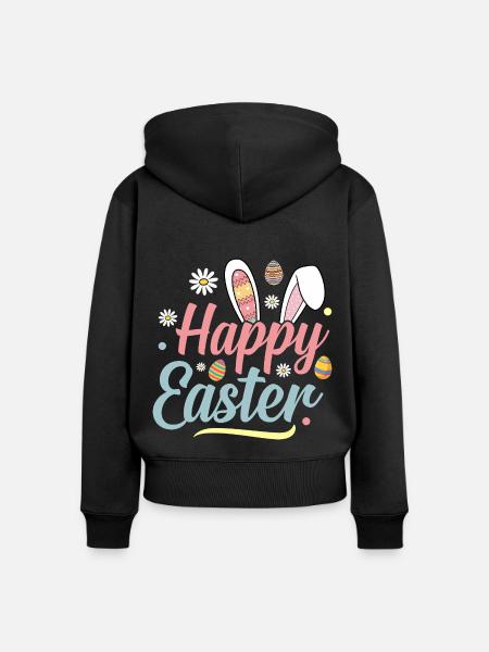 Happy Easter - Frauen Premium Bio Zip Hoodie - Schwarz