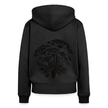 Fenchel Silhouetten – Kräuter mit Stil - Frauen Premium Bio Zip Hoodie - Schwarz - Hinten - Julia (174cm)