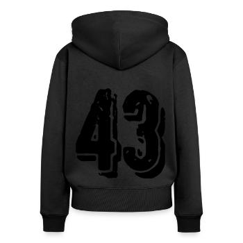Maillot numéro 43 - Sweat à capuche zippé Premium bio Femme - noir - Dos - Julia (174cm)