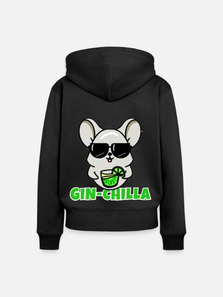 Gin- Chinchilla Gin - Frauen Premium Bio Zip Hoodie - Schwarz
