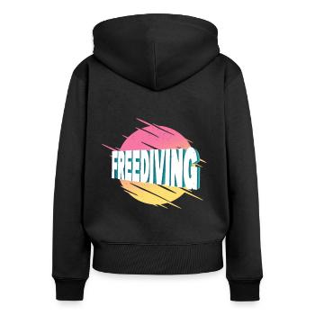 Apnée en apnée Plongée en apnée - Sweat à capuche zippé Premium bio Femme - noir - Dos - Julia (174cm)