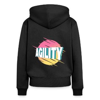Agility Hund Sport Hundesport Hundetraining - Frauen Premium Bio Zip Hoodie - Schwarz - Hinten - Julia (174cm)