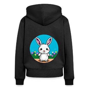 Kleiner Hase Osterhase - Frauen Premium Bio Zip Hoodie - Schwarz - Hinten - Julia (174cm)