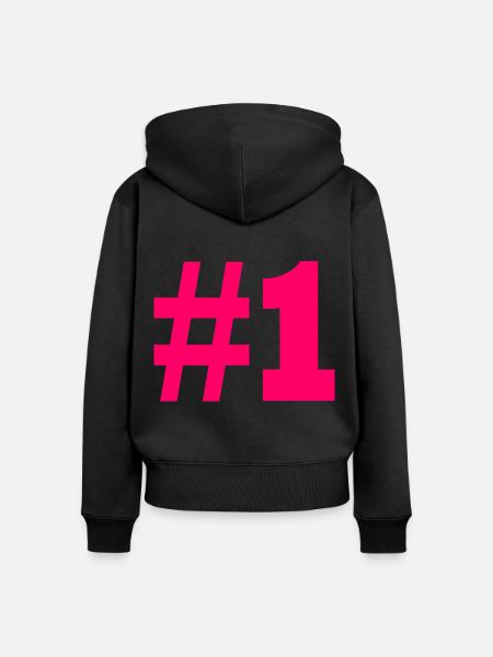 #1 - Frauen Premium Bio Zip Hoodie - Schwarz