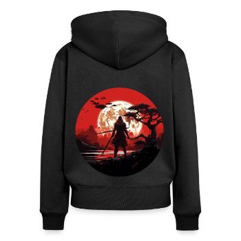 Ninja Warrior Art Print Japanese Stealth Assassin - Women's Premium Organic Zip Hoodie - black - Back - Julia (174cm)