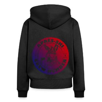 Esel Apres Ski Team Spruch Bunt - Frauen Premium Bio Zip Hoodie - Schwarz - Hinten - Julia (174cm)