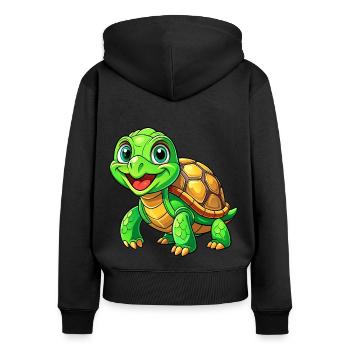 Méga Tortue Mignonne - Sweat à capuche zippé Premium bio Femme - noir - Dos - Julia (174cm)