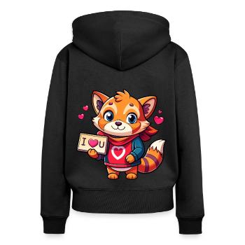 Message d’amour porteur d’animal - Sweat à capuche zippé Premium bio Femme - noir - Dos - Julia (174cm)