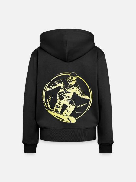 Snowboarding Mann - Frauen Premium Bio Zip Hoodie - Schwarz